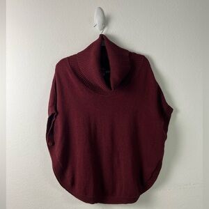 Sisters Cowl Neck Burgundy Fall Winter Outdoor Poncho Sweater